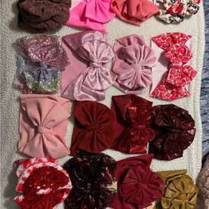 Assorted baby and toddler bows and nylons